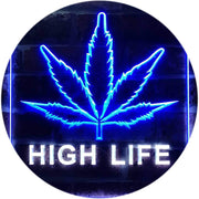 Marijuana Leaf High Life LED Light Sign - LED Gift Works