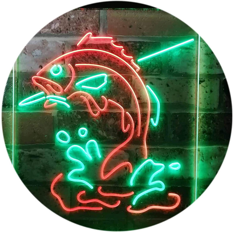 Fish on Hook Fishing Bait Store Cabin Decor LED Light Sign - LED Gift Works