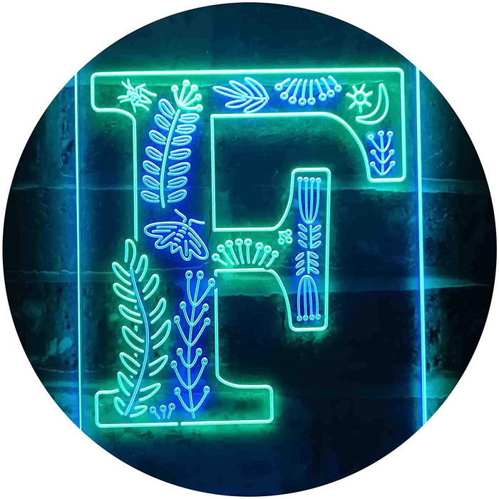 Family Name Letter F Monogram Initial LED Light Sign - Way Up Gifts