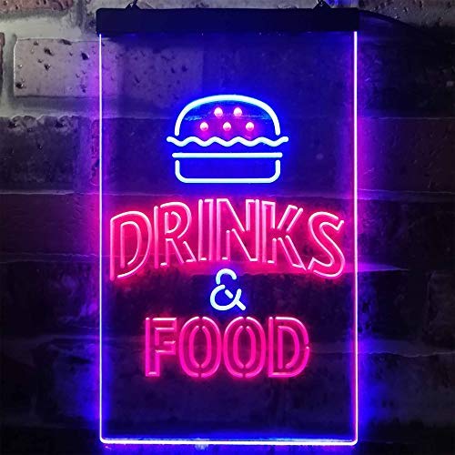 Hamburgers Drinks and Food LED Light Sign - Way Up Gifts