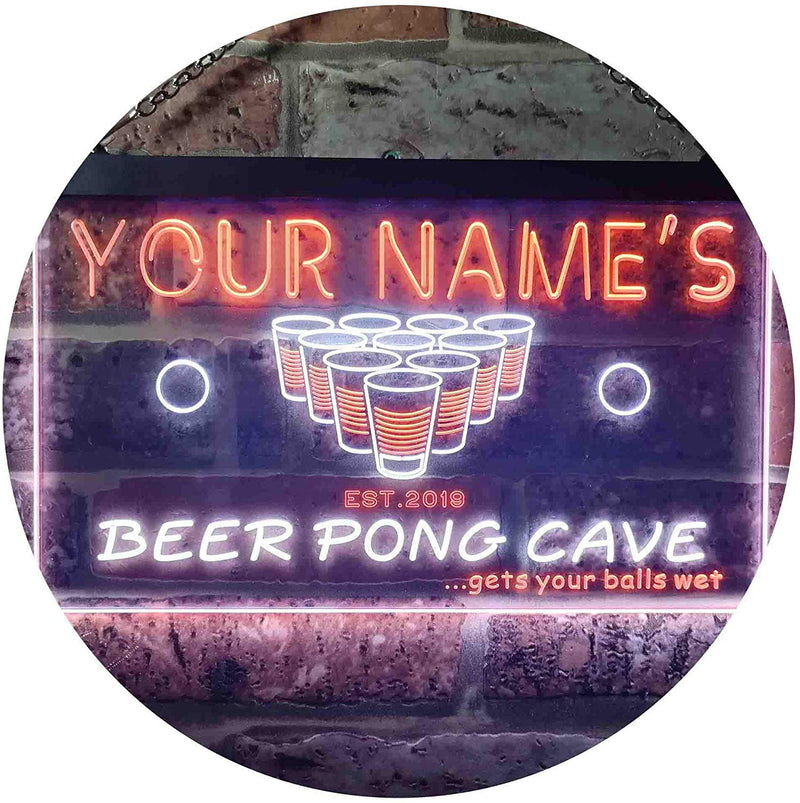Personalized Beer Pong Man Cave LED Light Sign - LED Gift Works