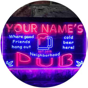 Personalized Neighborhood Pub Bar LED Light Sign - LED Gift Works