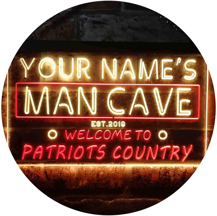Personalized Patriots Country Man Cave LED Light Sign - Way Up Gifts