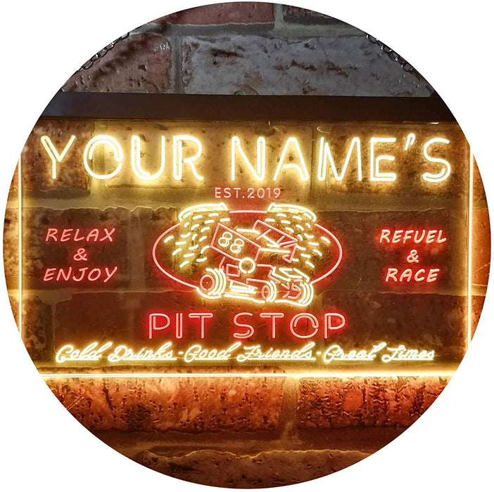 Personalized Car Racing Beer Pit Stop Bar LED Light Sign - Way Up Gifts