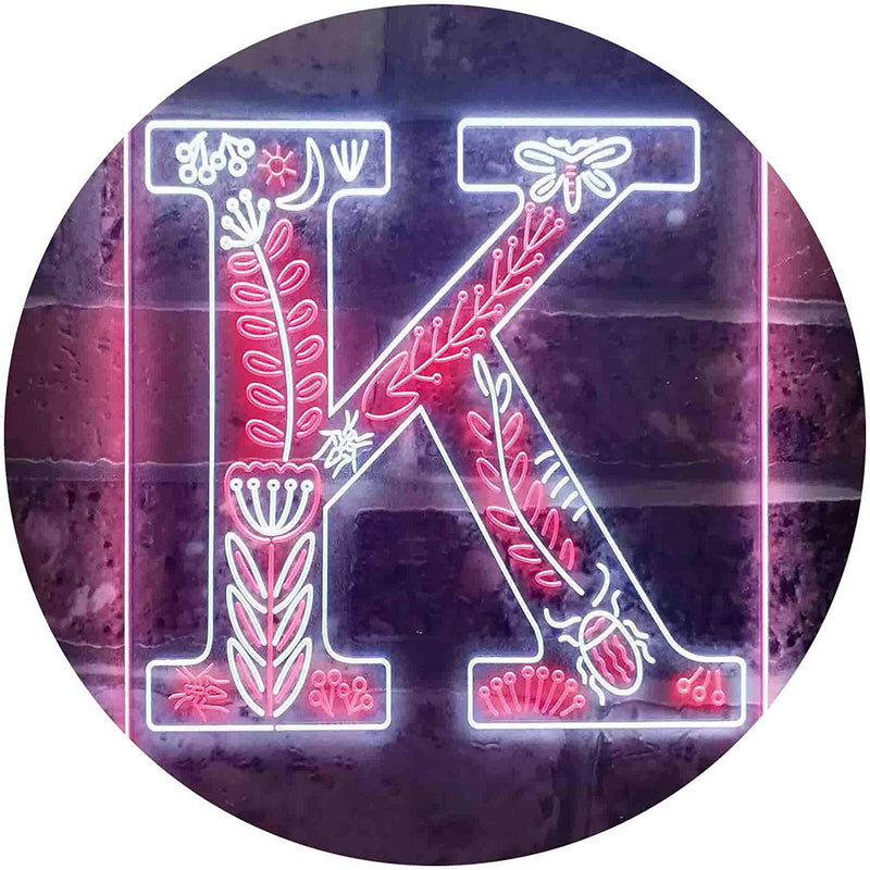Family Name Letter K Monogram Initial LED Light Sign - LED Gift Works
