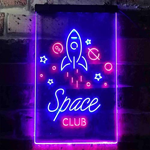 Rocket Space Club Kids Room Decor LED Light Sign - Way Up Gifts