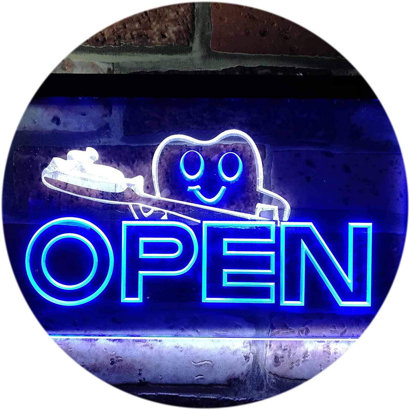 Open Toothbrush Dentist LED Light Sign - LED Gift Works
