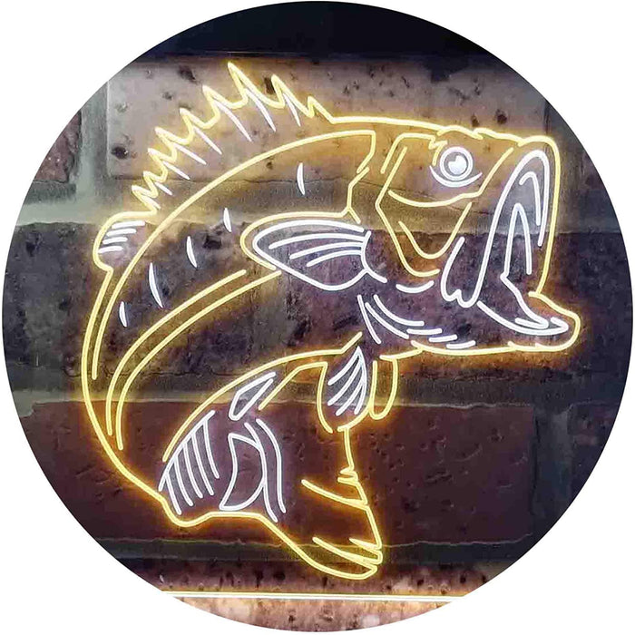 Bass Fish Cabin Decor Fishing Bait Store LED Light Sign - Way Up Gifts
