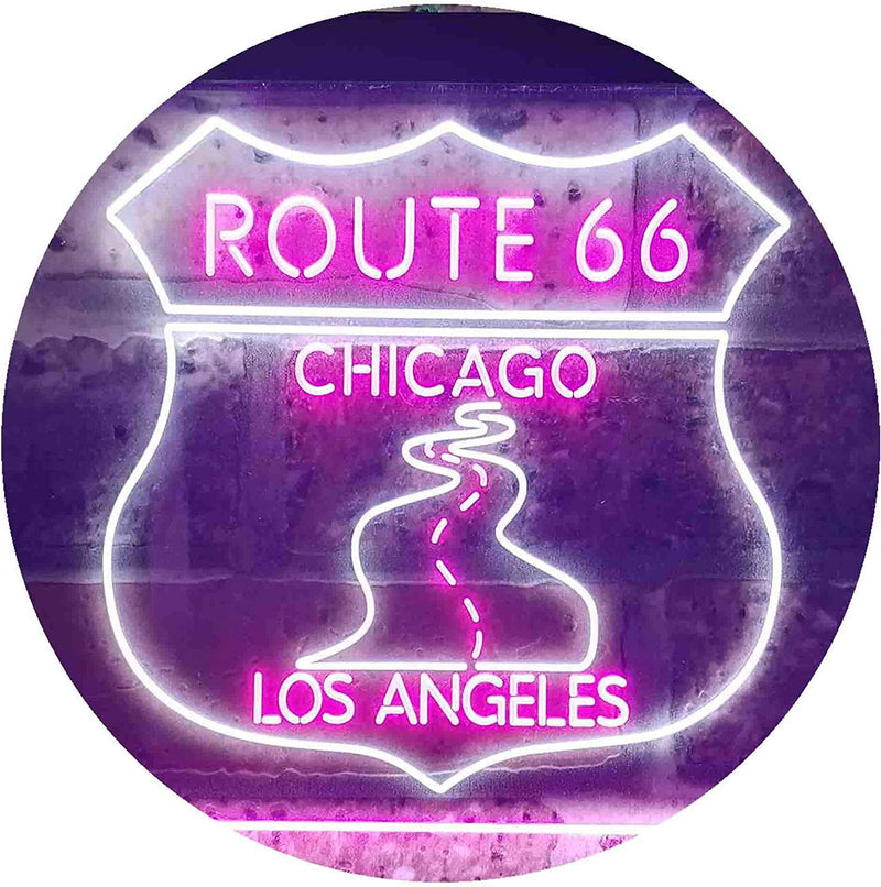 Chicago to Los Angeles Route 66 LED Light Sign - LED Gift Works