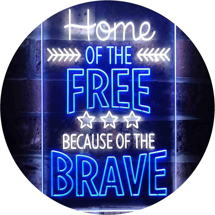 USA Home of The Free Because of The Brave LED Light Sign - Way Up Gifts
