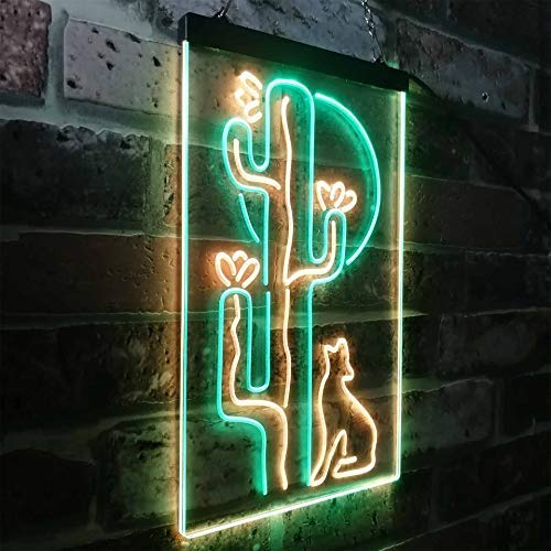 Cactus Wolf Coyote Howling Full Moon LED Light Sign - Way Up Gifts