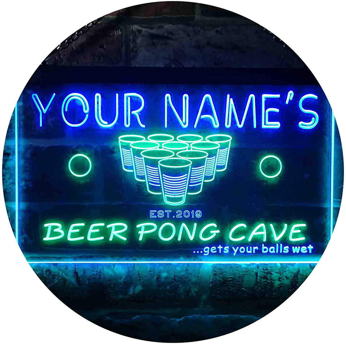 Personalized Beer Pong Man Cave LED Light Sign - Way Up Gifts
