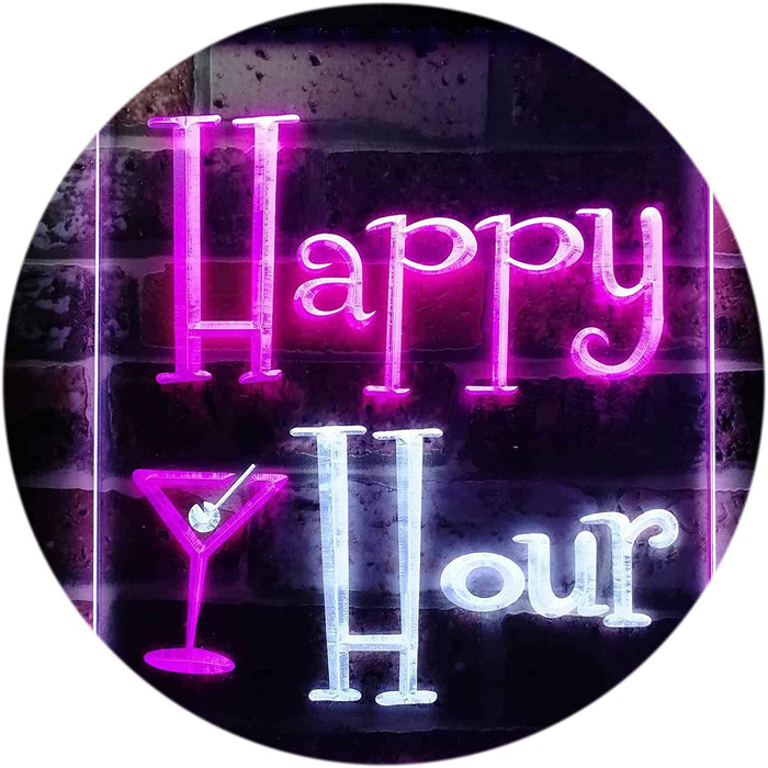 Happy Hour Cocktails Bar LED Light Sign - Way Up Gifts