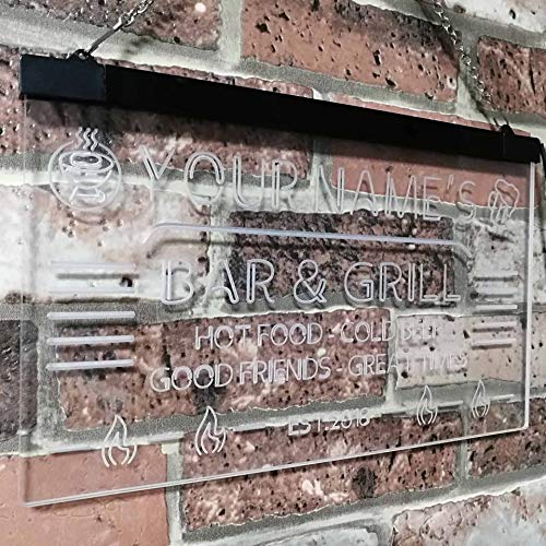 Personalized Restaurant Bar & Grill LED Light Sign - LED Gift Works