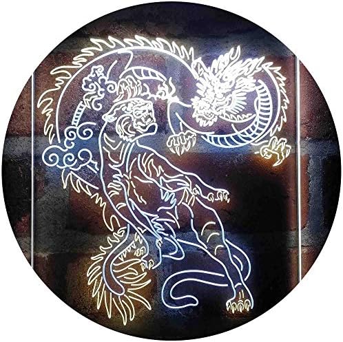 Tiger and Dragon Fight Man Cave Room Garage LED Light Sign - Way Up Gifts