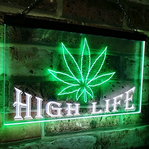 Marijuana Weed Leaf High Life LED Light Sign - LED Gift Works