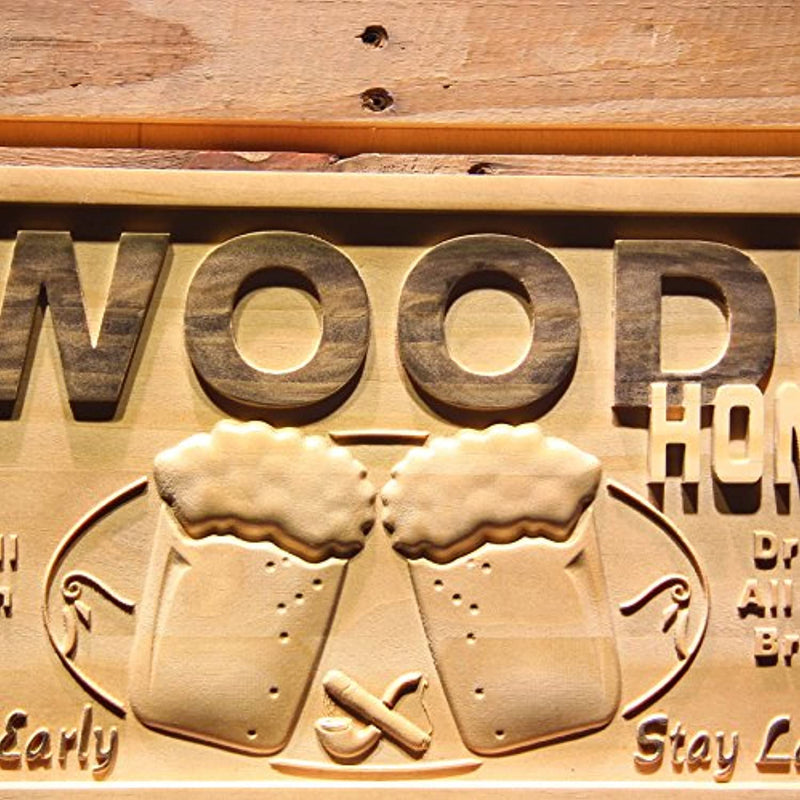 Personalized Home Bar Custom Wood Sign 3D Engraved Wall Plaque - LED Gift Works