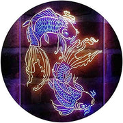 Koi Fish Tattoo Line Art LED Light Sign - LED Gift Works