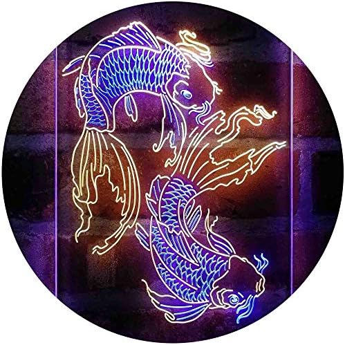 Koi Fish Tattoo Line Art LED Light Sign - LED Gift Works
