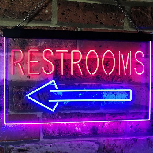 Left Restrooms Arrow LED Light Sign - Way Up Gifts