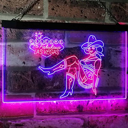 Cowgirl Welcome to Las Vegas LED Light Sign - LED Gift Works