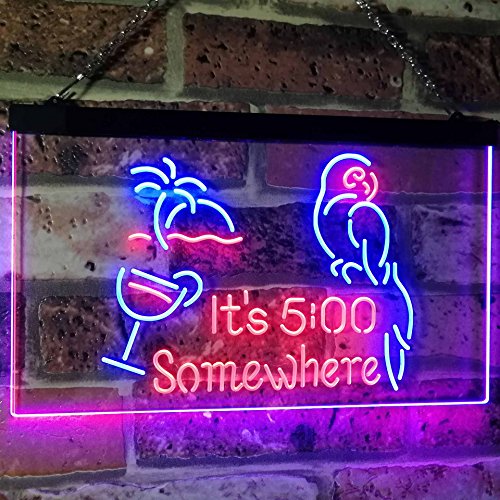 Parrot It's Five O'Clock Somewhere LED Light Sign - Way Up Gifts
