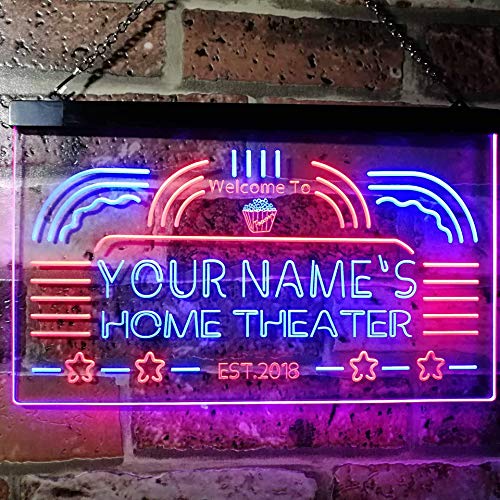 Personalized Home Theater LED Light Sign - LED Gift Works