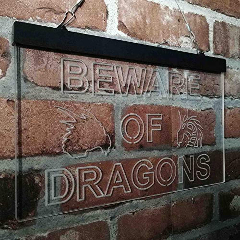 Beware of Dragon Kid Room Decoration LED Light Sign - LED Gift Works