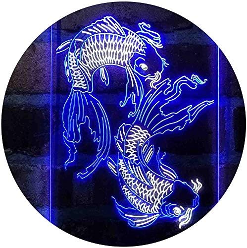 Koi Fish Tattoo Line Art LED Light Sign - Way Up Gifts