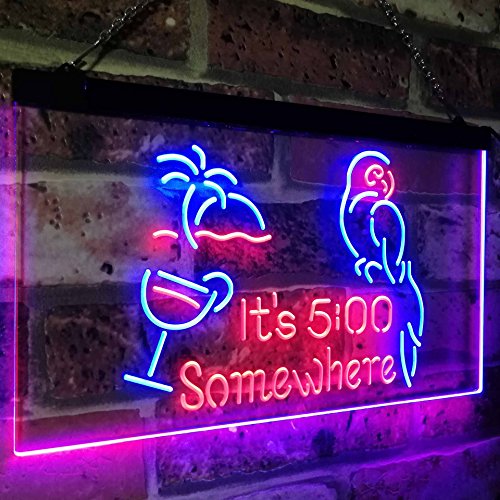 Parrot It's Five O'Clock Somewhere LED Light Sign - Way Up Gifts
