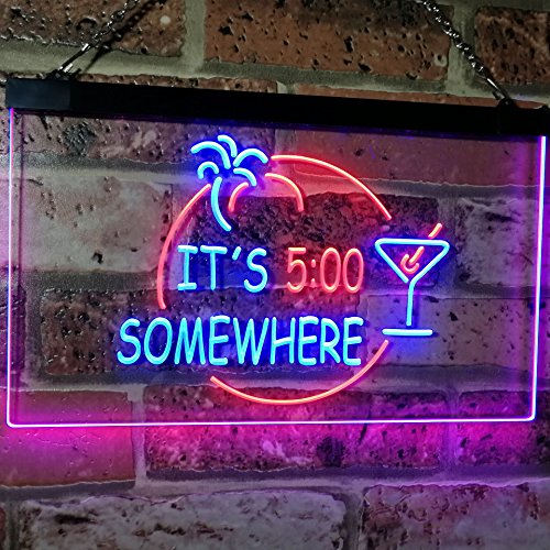 Cocktails It's Five O'Clock Somewhere LED Light Sign - Way Up Gifts