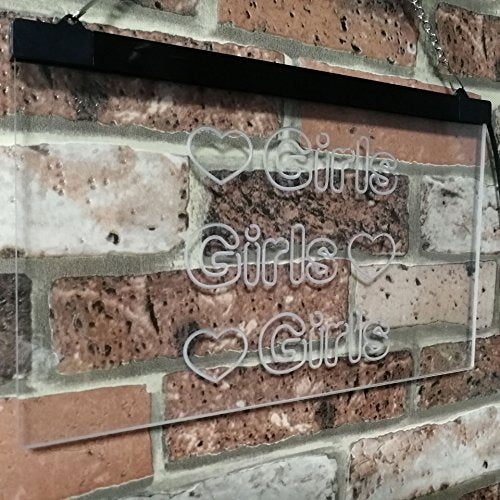 Hearts Girls Girls Girls LED Light Sign - LED Gift Works