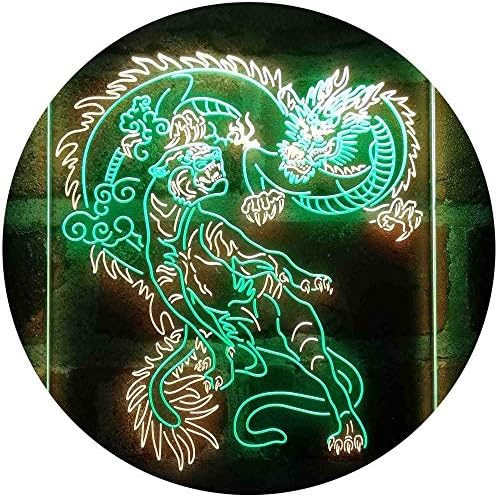 Tiger and Dragon Fight Man Cave Room Garage LED Light Sign - Way Up Gifts