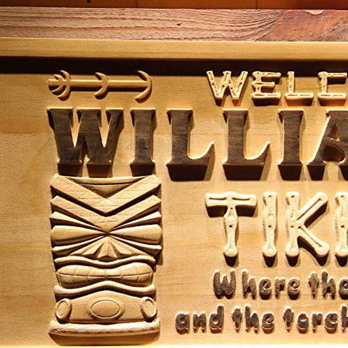 Personalized Tiki Bar Custom Wood Sign 3D Engraved Wall Plaque - Way Up Gifts