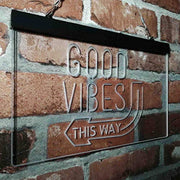 Good Vibes Arrow Left This Way LED Light Sign - LED Gift Works