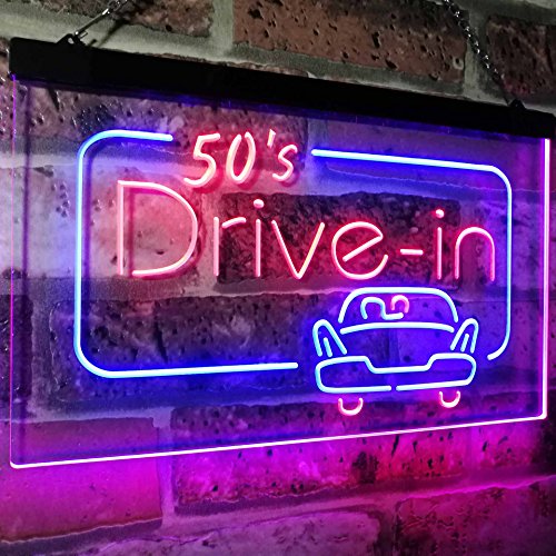 Movie Theater 50s Drive In LED Light Sign - LED Gift Works
