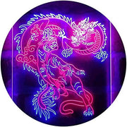Tiger and Dragon Fight Man Cave Room Garage LED Light Sign - LED Gift Works