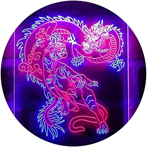 Tiger and Dragon Fight Man Cave Room Garage LED Light Sign - Way Up Gifts