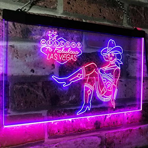 Cowgirl Welcome to Las Vegas LED Light Sign - LED Gift Works