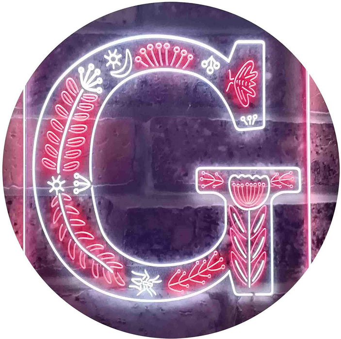 Family Name Letter G Monogram Initial LED Light Sign - Way Up Gifts