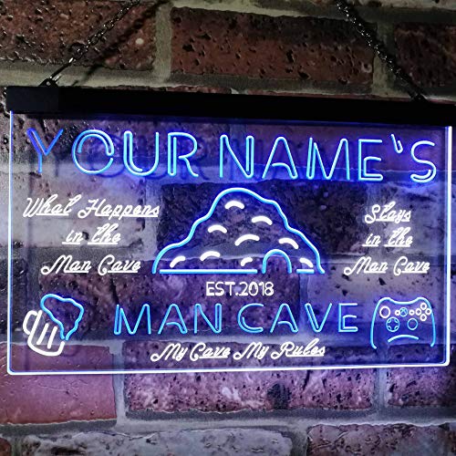 Personalized Man Cave LED Light Sign - LED Gift Works