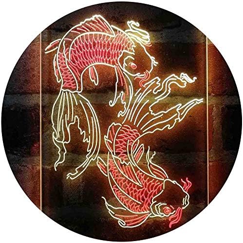 Koi Fish Tattoo Line Art LED Light Sign - LED Gift Works