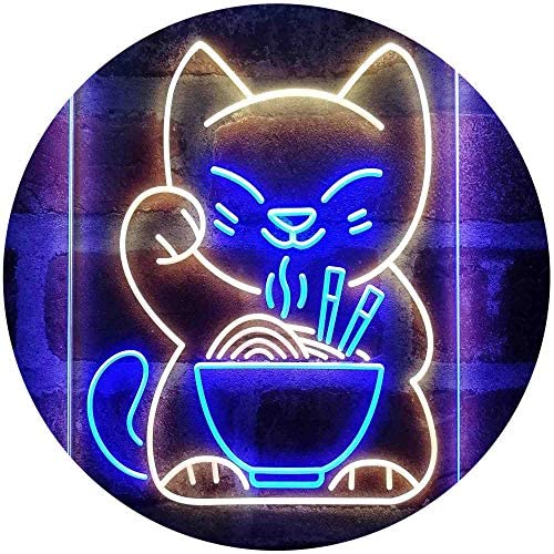 Maneki Neko Ramen Luck Cat LED Light Sign - Way Up Gifts