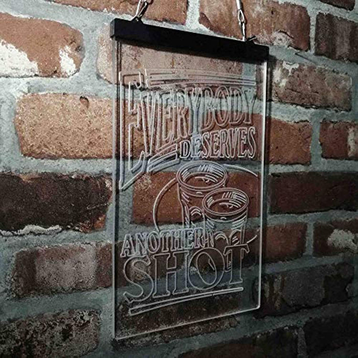 Everybody Deserves Another Shot Home Bar Humor Quote LED Light Sign - Way Up Gifts