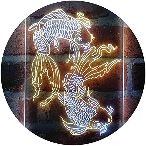 Koi Fish Tattoo Line Art LED Light Sign - LED Gift Works