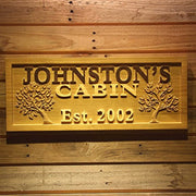 Personalized Trees Cabin Custom Wood Sign 3D Engraved Wall Plaque - LED Gift Works
