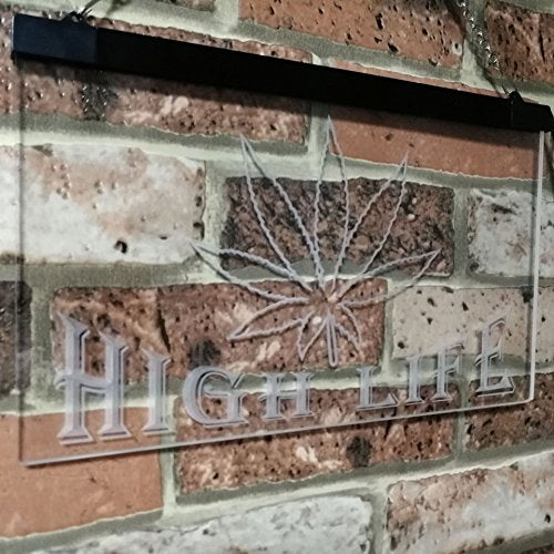 Marijuana Weed Leaf High Life LED Light Sign - LED Gift Works