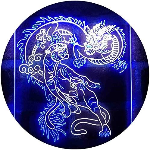 Tiger and Dragon Fight Man Cave Room Garage LED Light Sign - Way Up Gifts