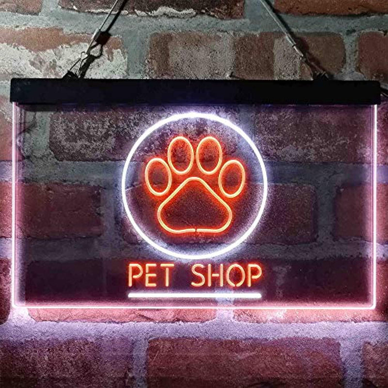 Paw Print Pet Shop LED Light Sign - LED Gift Works