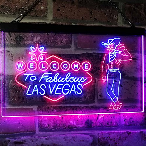 Cowboy Welcome to Las Vegas LED Light Sign - Way Up Gifts